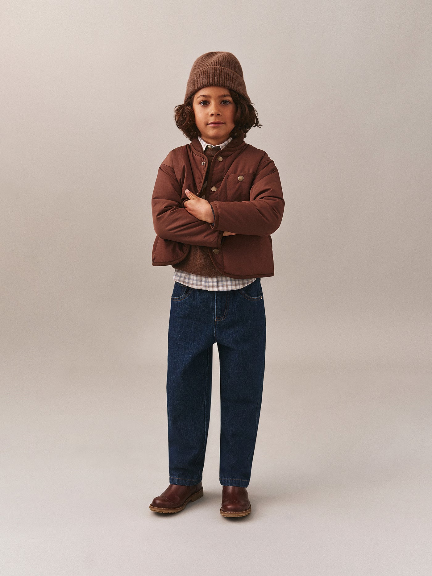 Boys' Winter Look 2025 - Brown Beanie