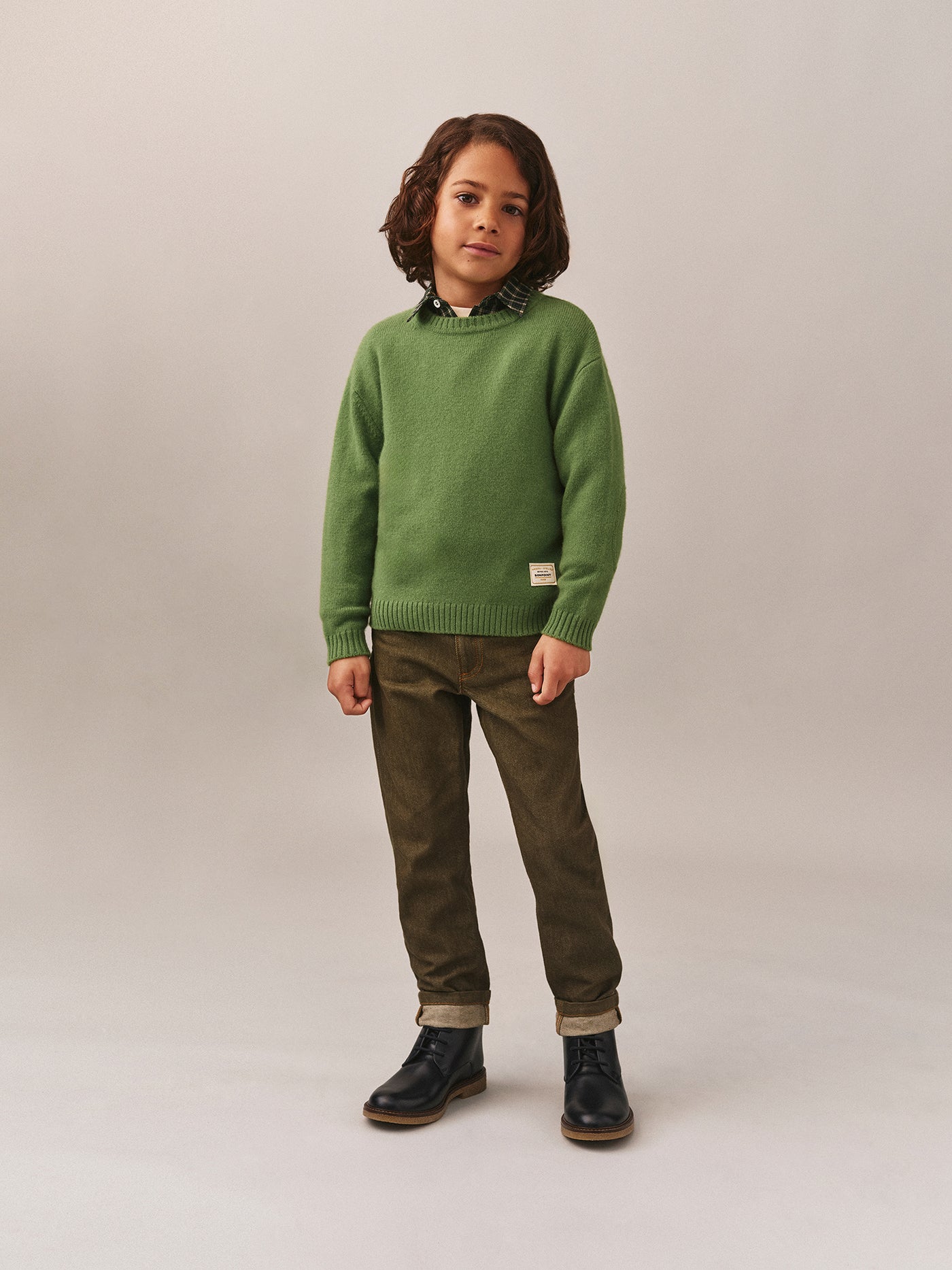 Boys' Winter Look 2025 - Green Sweater