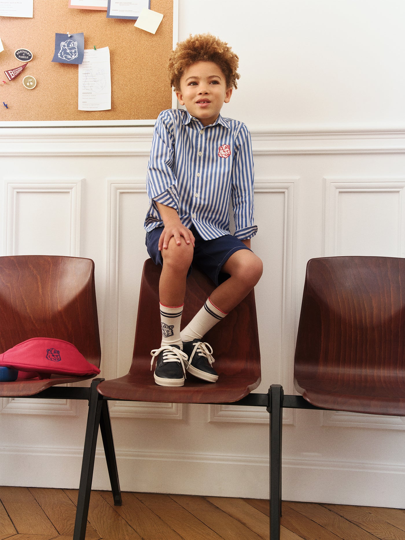 Boys' Look Bonpoint x Maison Kitsuné - Striped shirt with embroidered detail