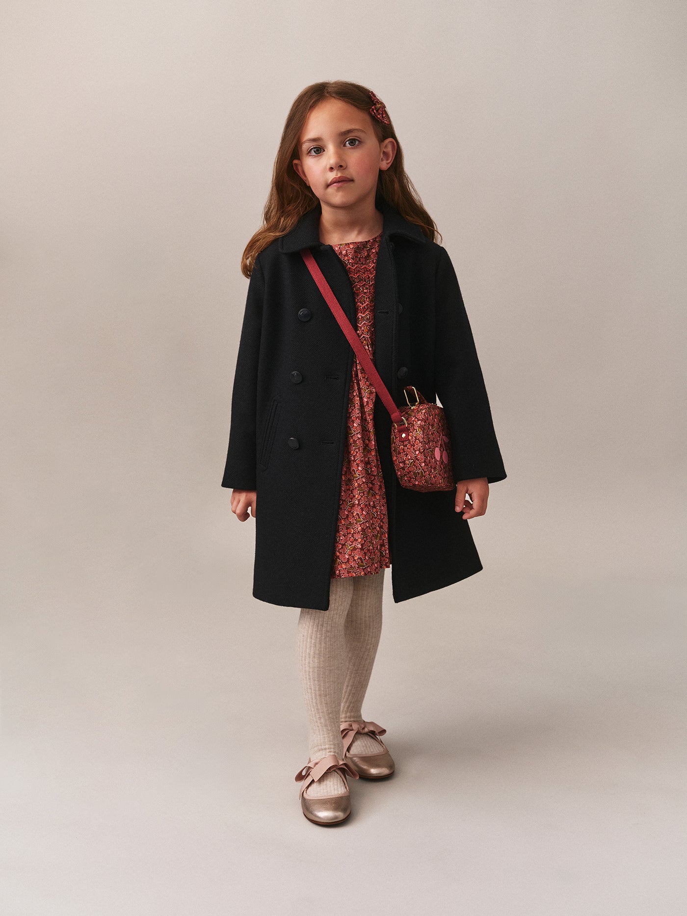 Girls' Winter Look 2025 - Navy Blue Coat