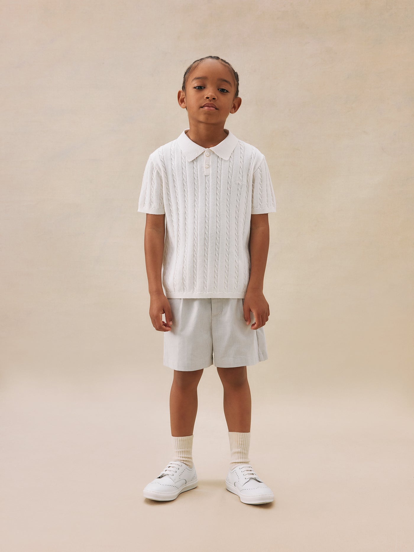 Boy's summer look 2025 Cable polo shirt