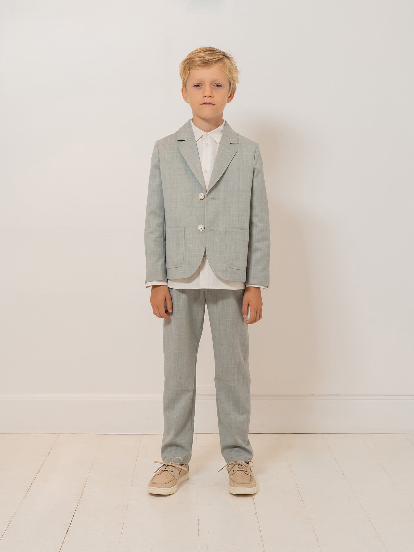 Boy Summer 2026 Ceremony Look - Slate Green Lightweight Wool Suit