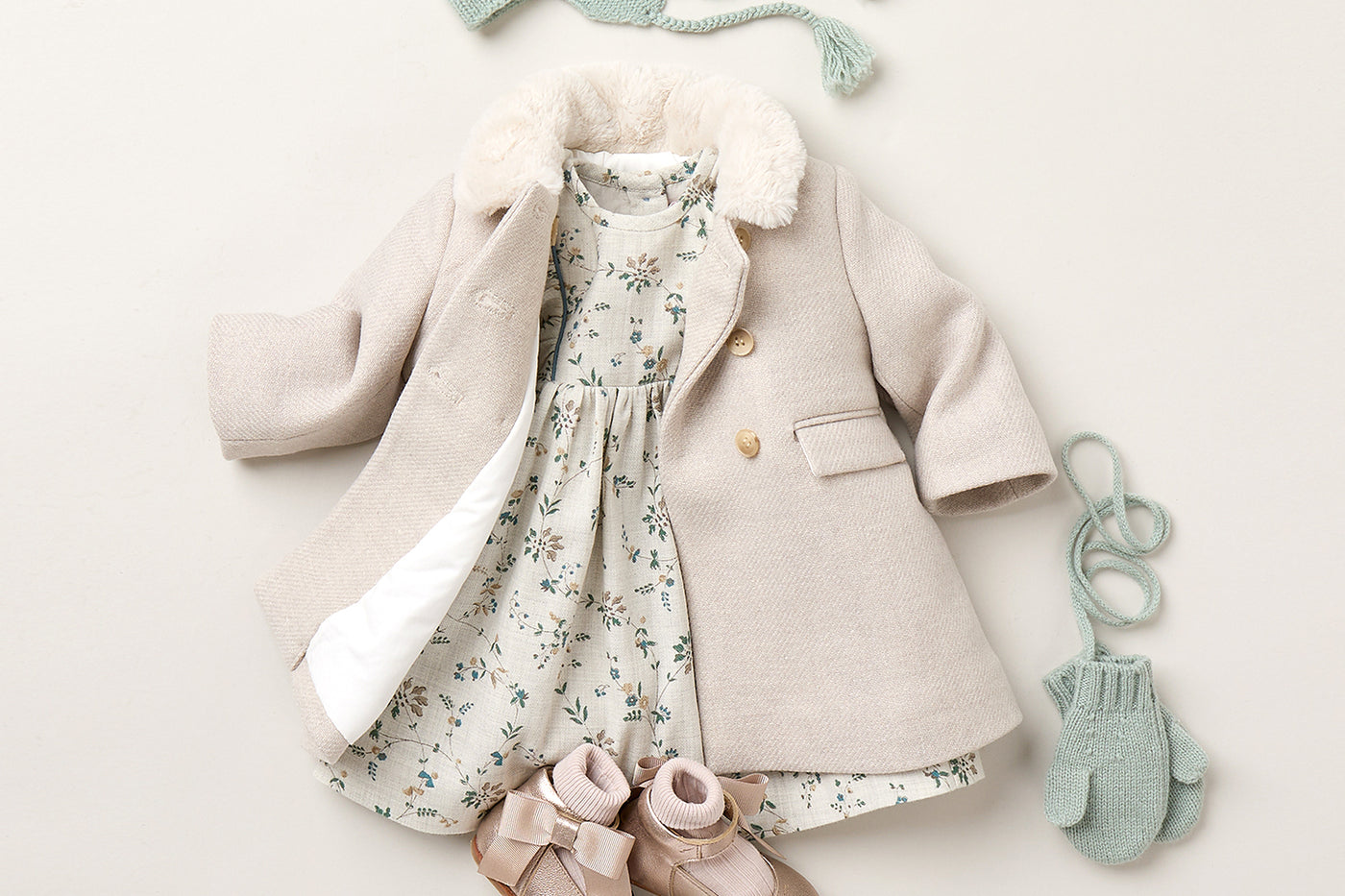 Winter 2025 Baby girl's look - Gaetane cotton twill dress