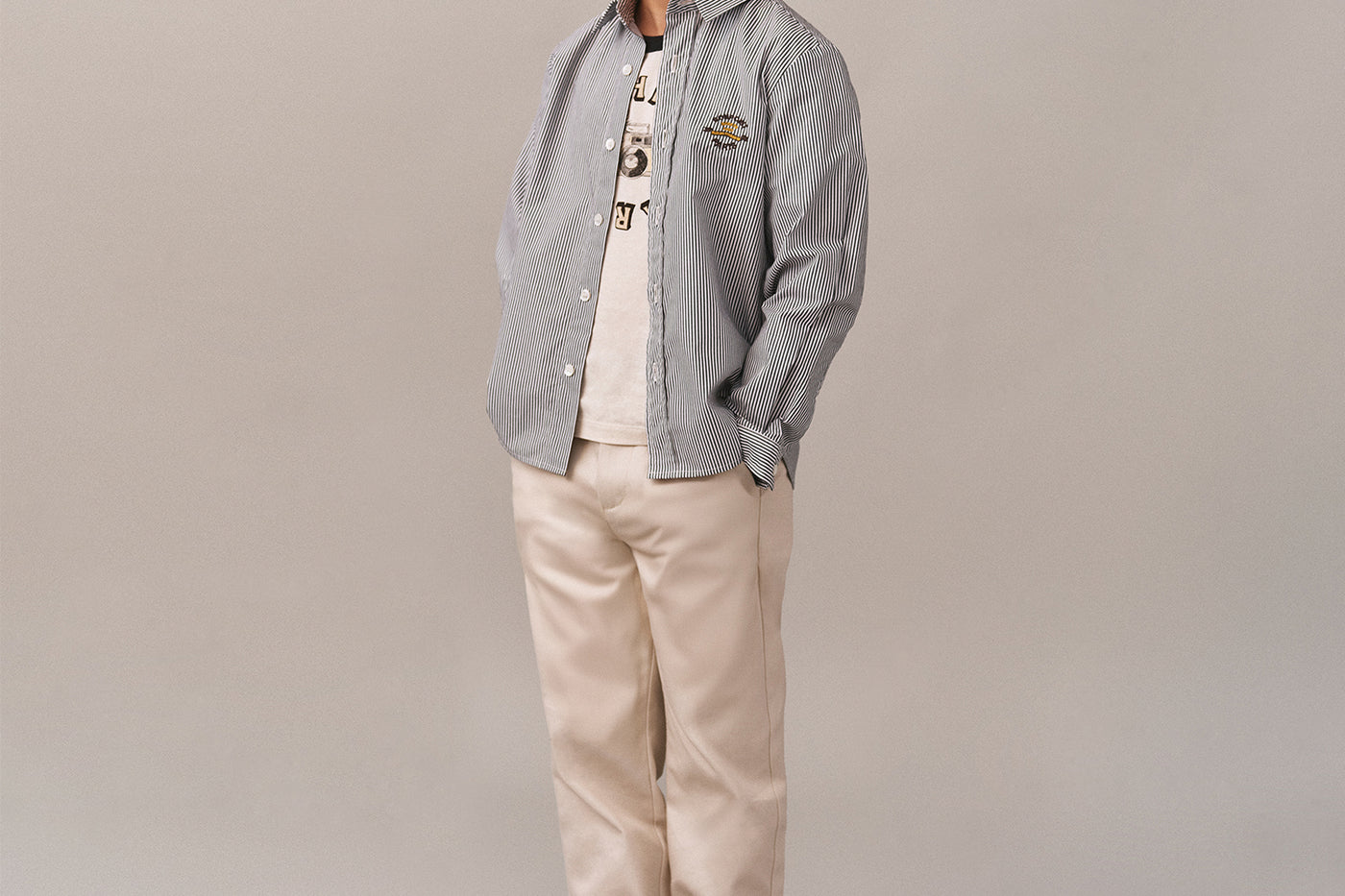 Boy's prefall look 2025 striped shirt