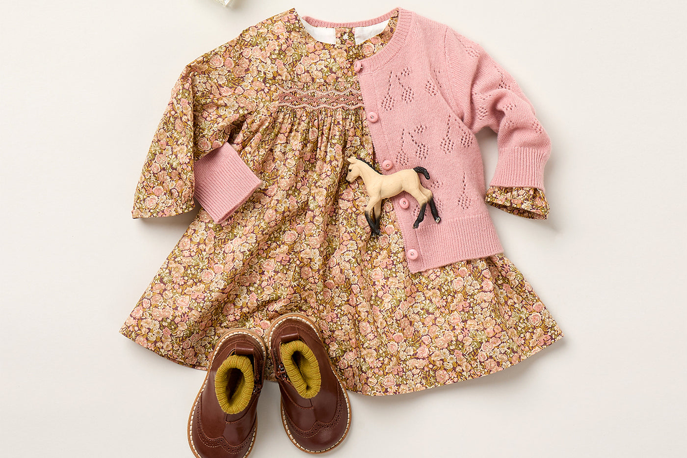 Winter 2025 Baby girl's look - Felicie Liberty smocked dress