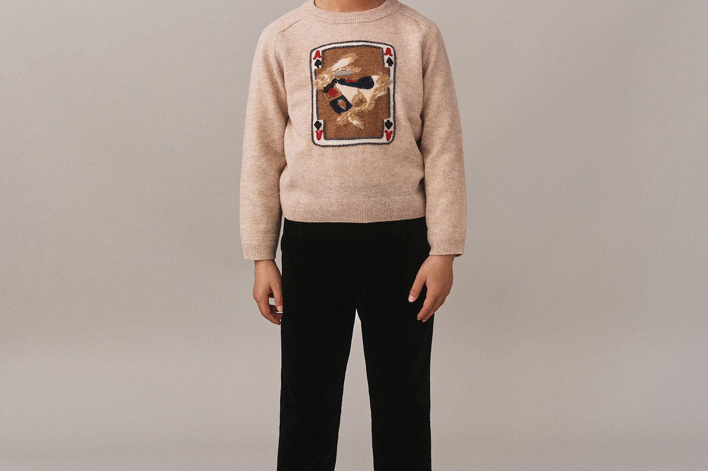 Boys' Winter Look 2025 - Beige Rabbit Sweater