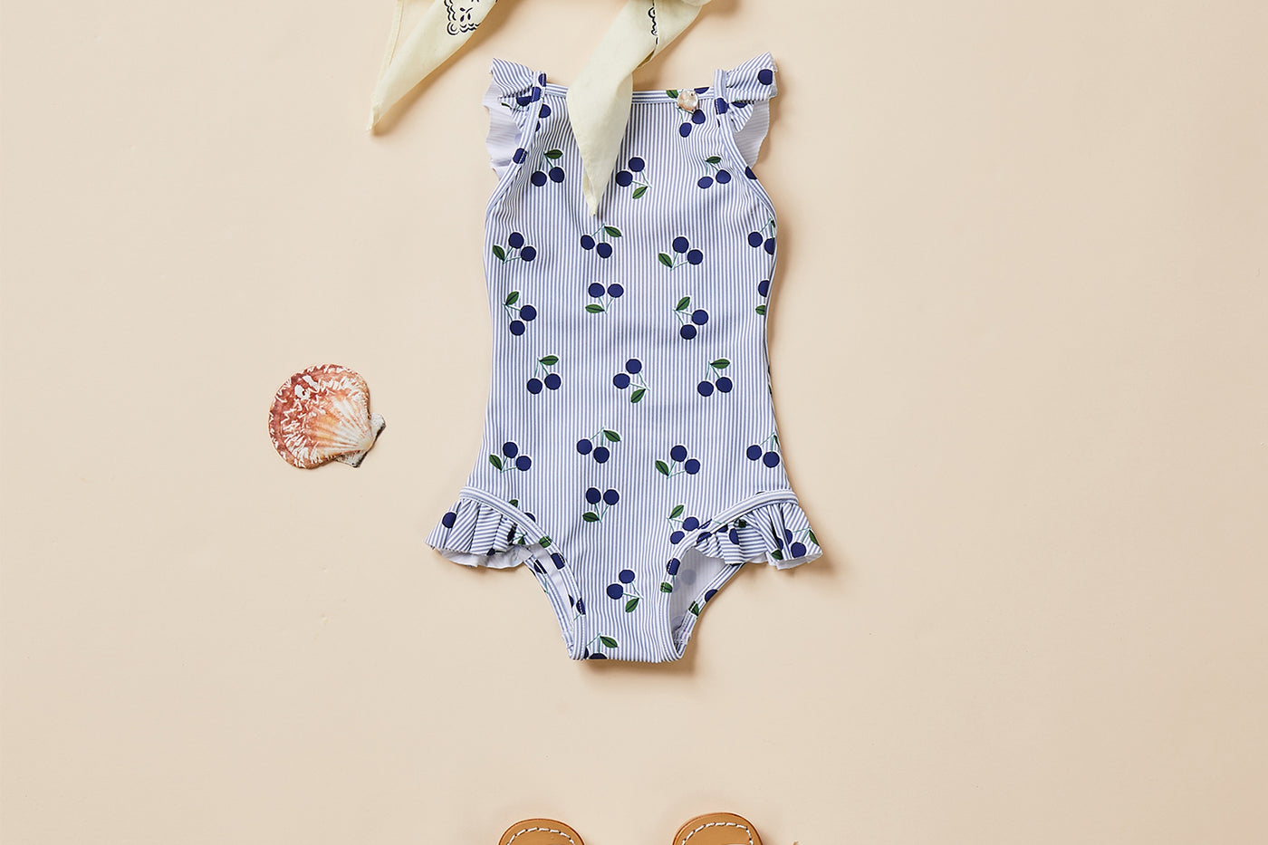Baby girl's look summer 2024 ruffled swimsuit