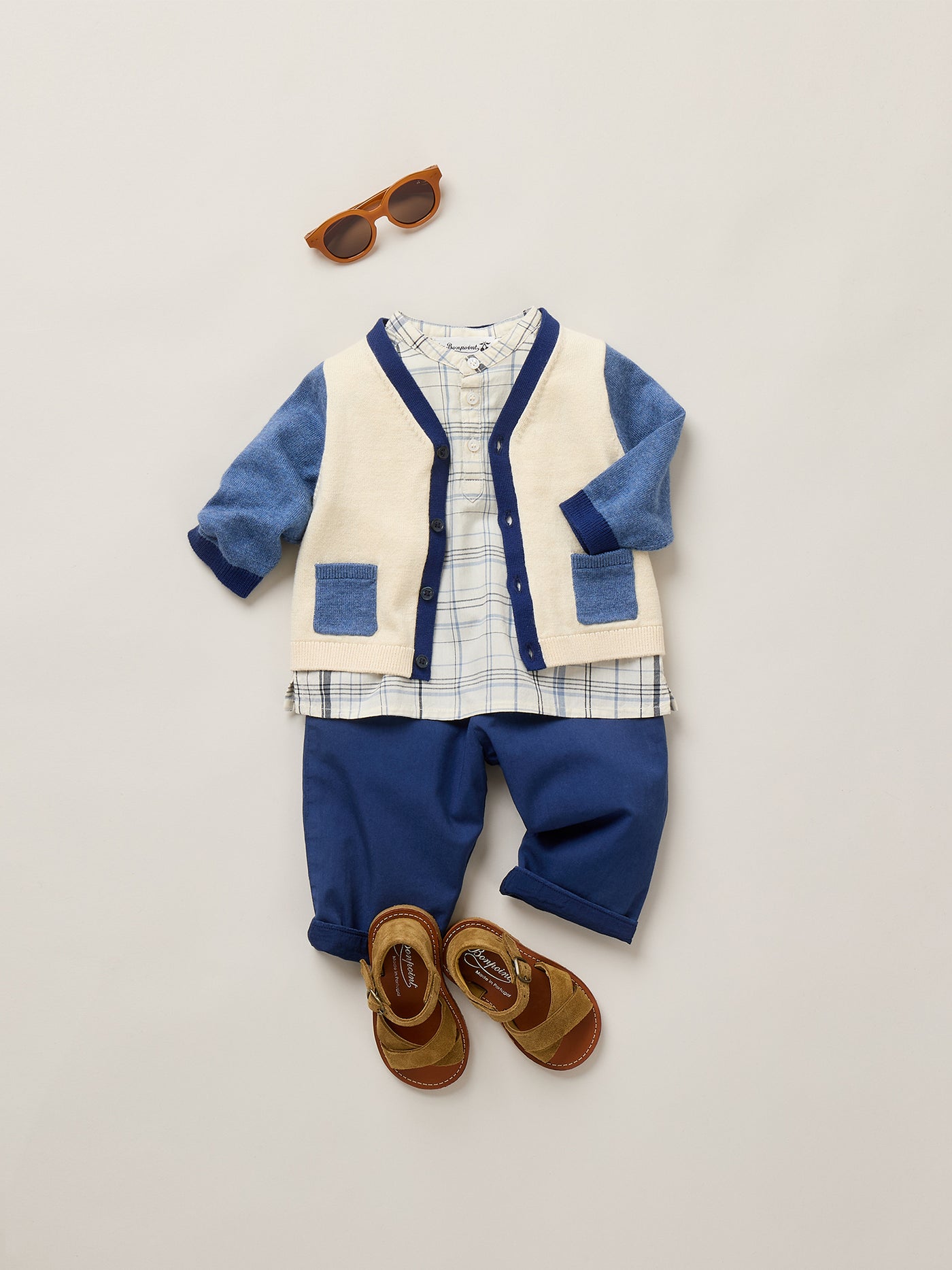 Baby boy look Summer 2026 - Cardigan with contrasting details