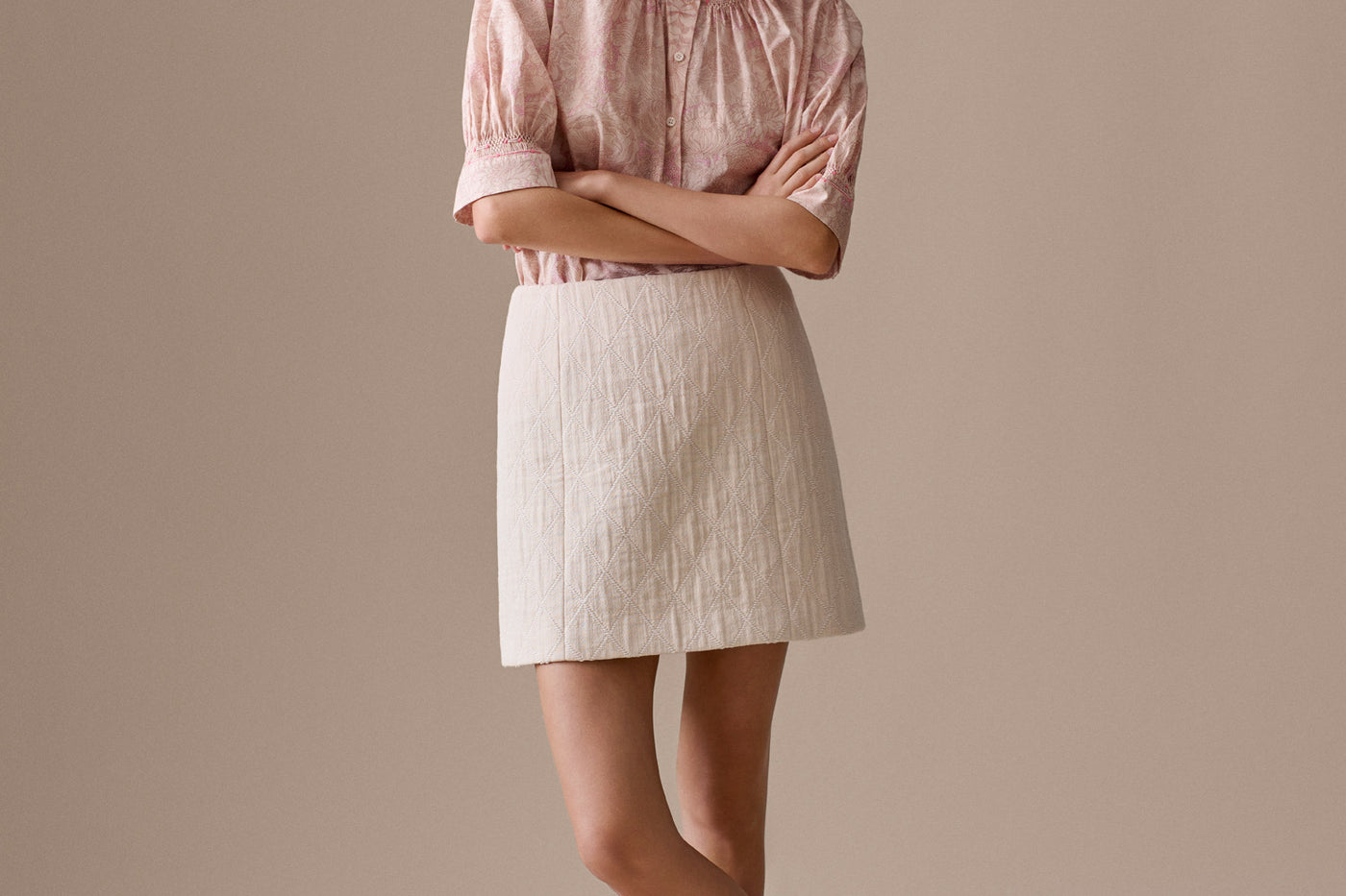 Women's Summer Look 2026 - Smocked blouse in Liberty print fabric