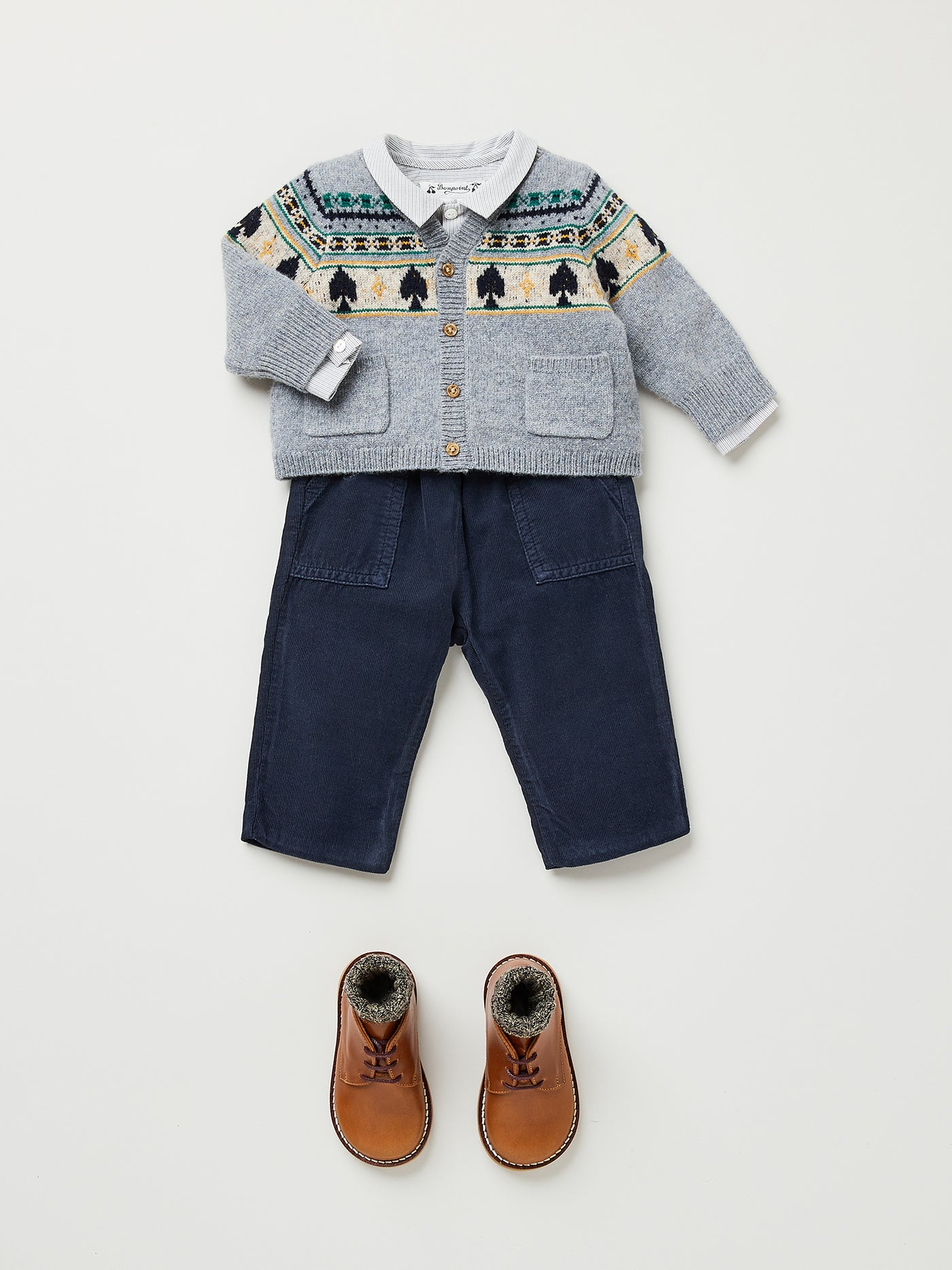Baby boy winter 2023 cardigan look