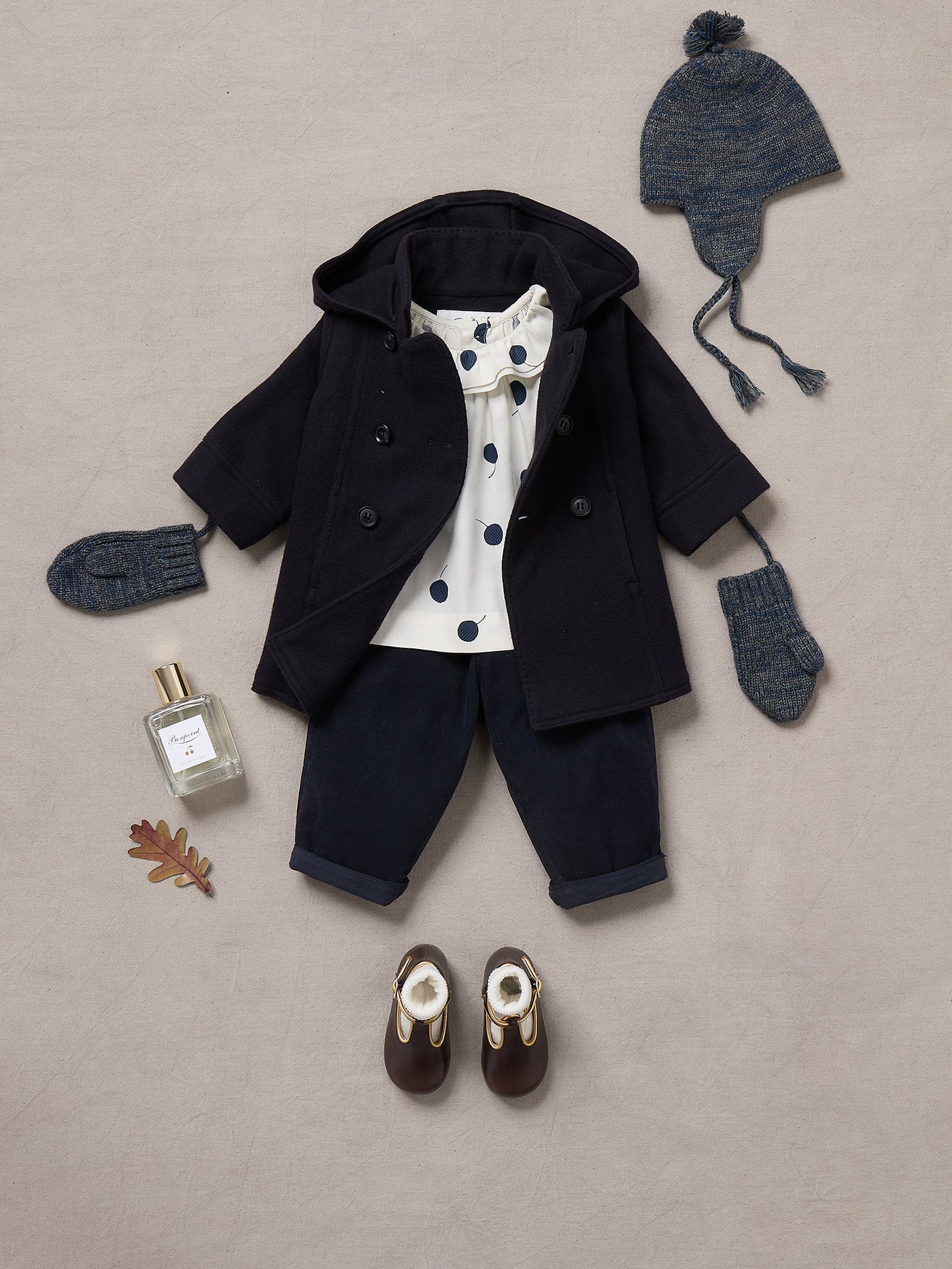Winter 2024 Baby girl's look - Black pants and coat