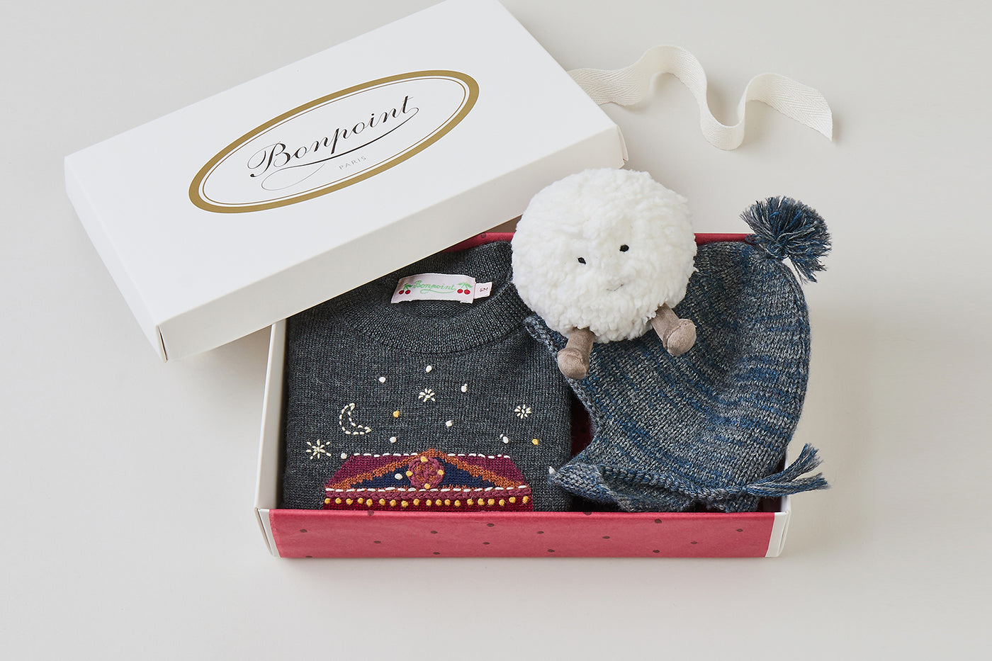 Baby's Christmas gift case - Grey wool Sweater