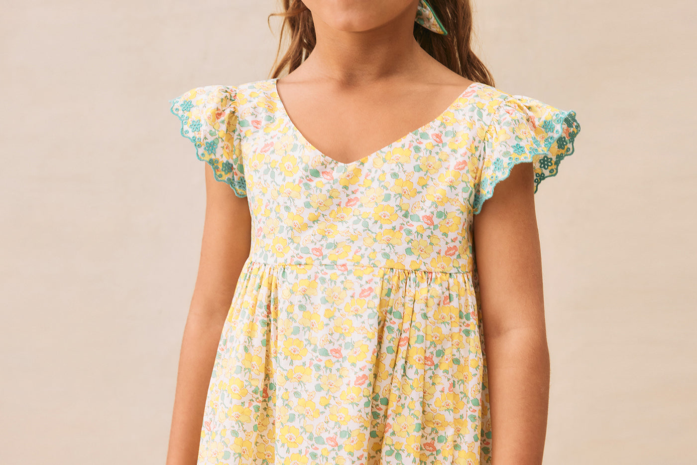 Girl's summer look 2025 Yellow made with Liberty dress