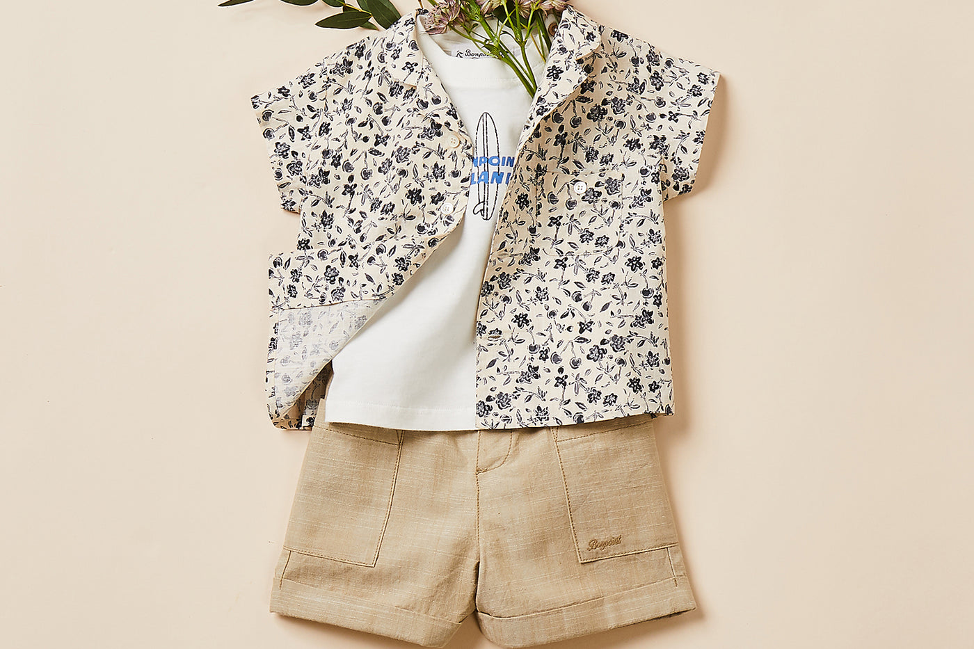 Baby boy's look cruise 2024 patterned shirt