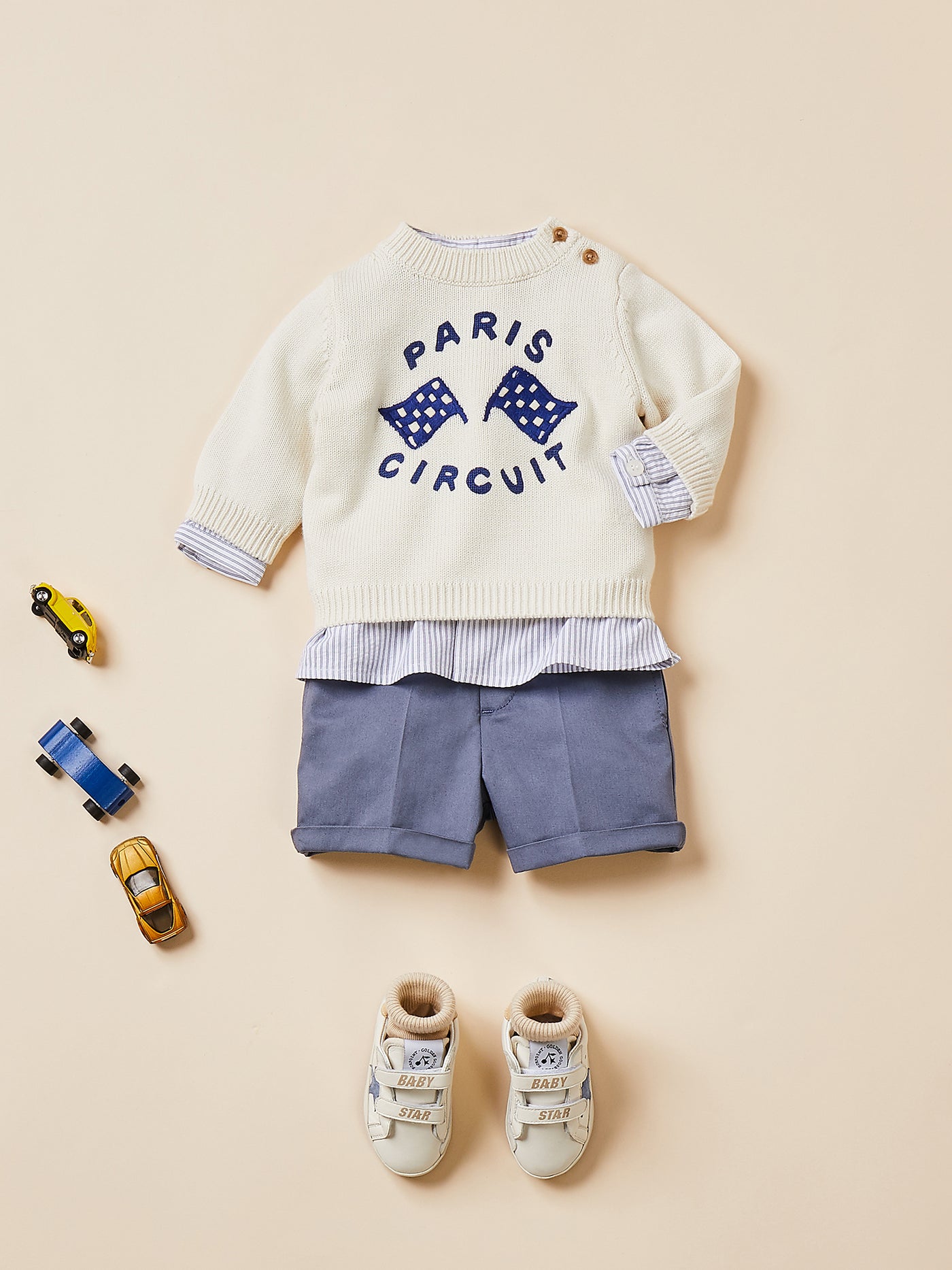 Baby boy's look summer 2024 cotton and cashmere sweater