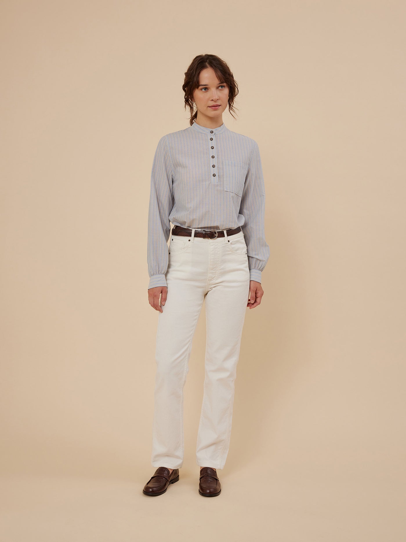 Women's look summer 2024 striped shirt