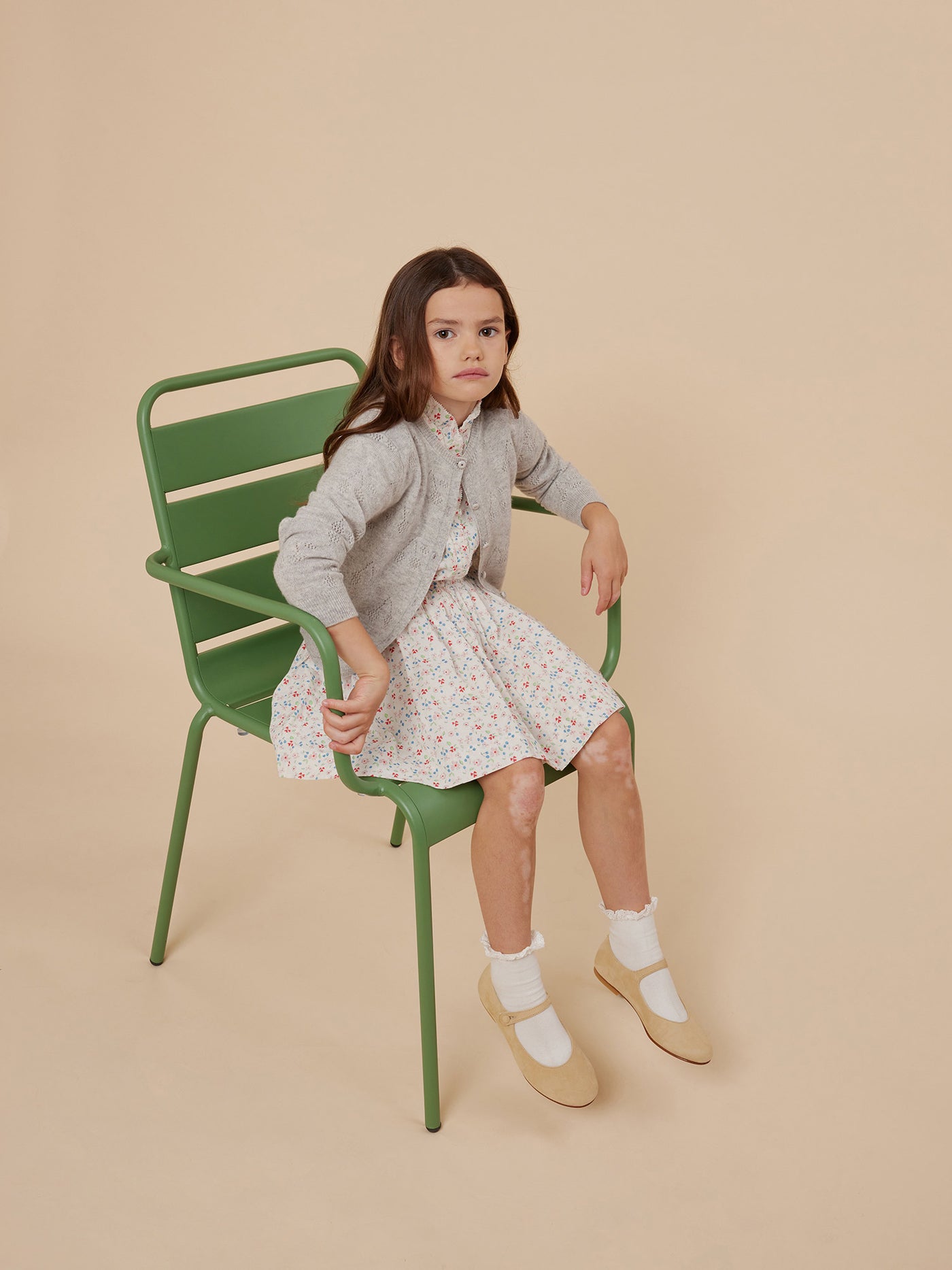 Summer 2024 girl's look cherry pointelle cardigan