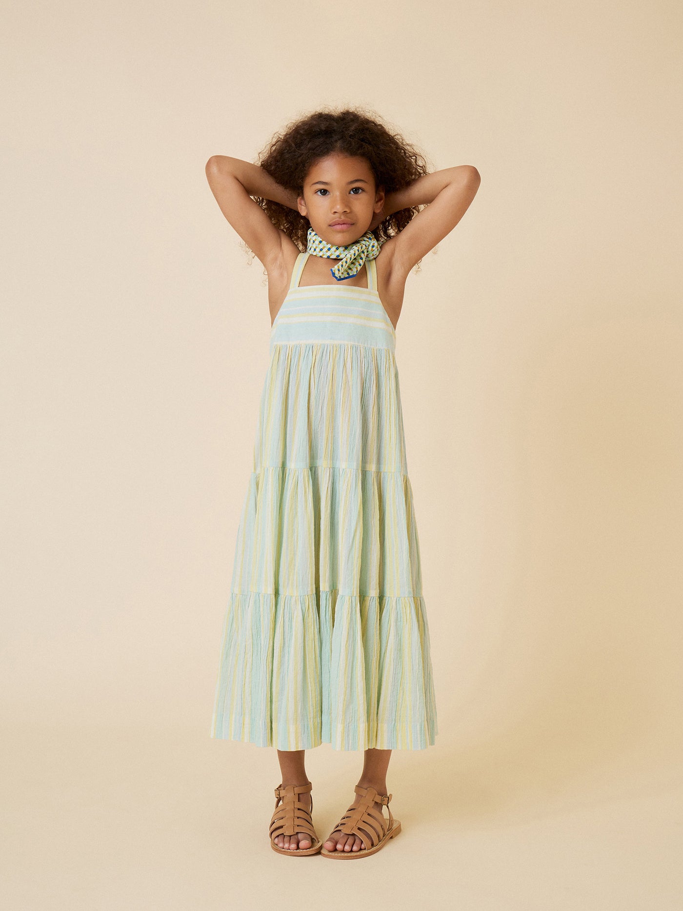 Summer 2024 girl's look striped dress