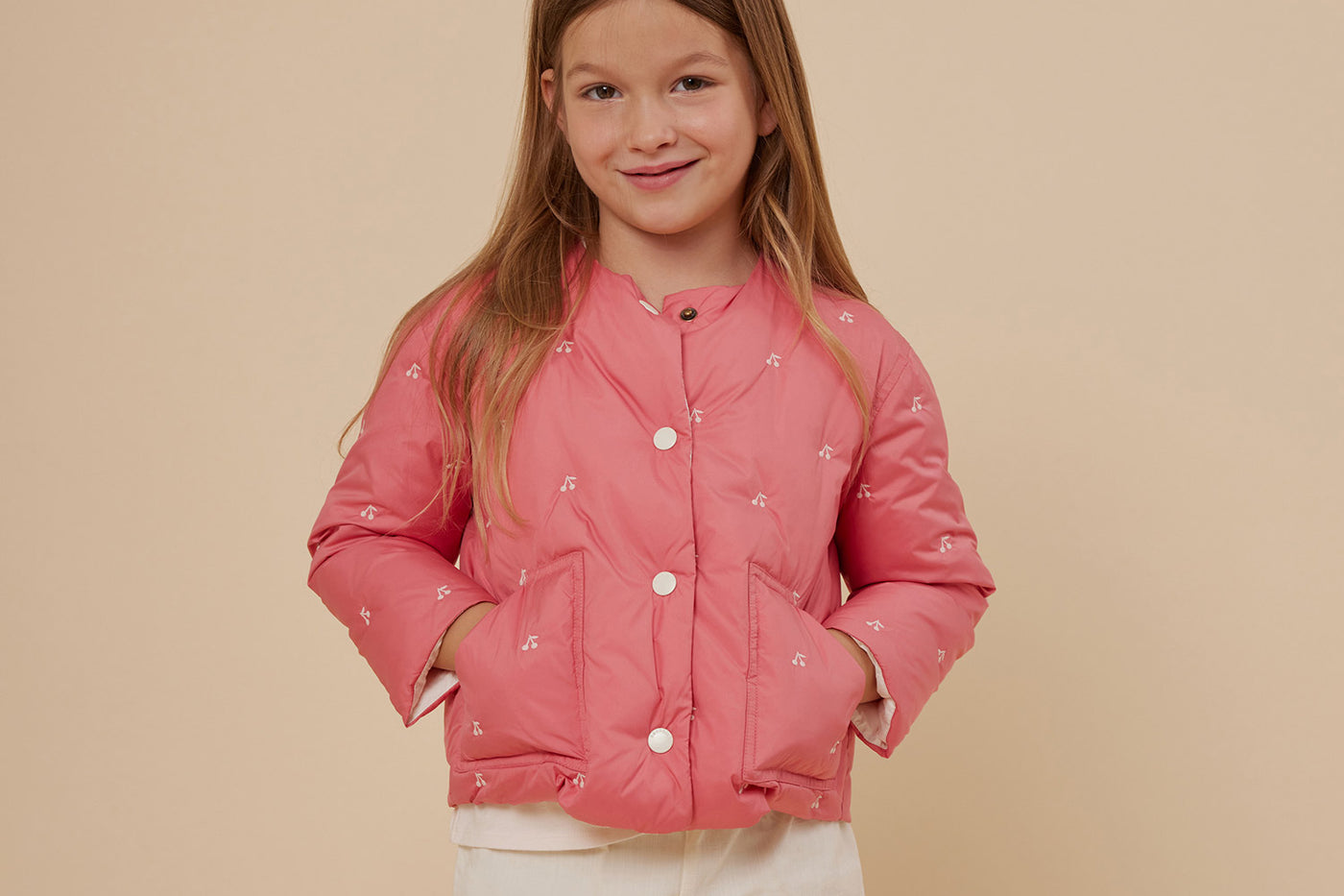 Summer 2024 girl's look cherry quilted jacket