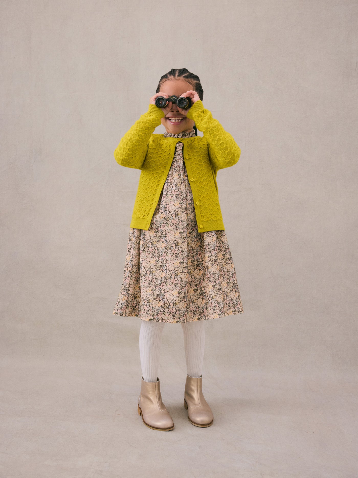 Winter 2024 girl's look floral print dress