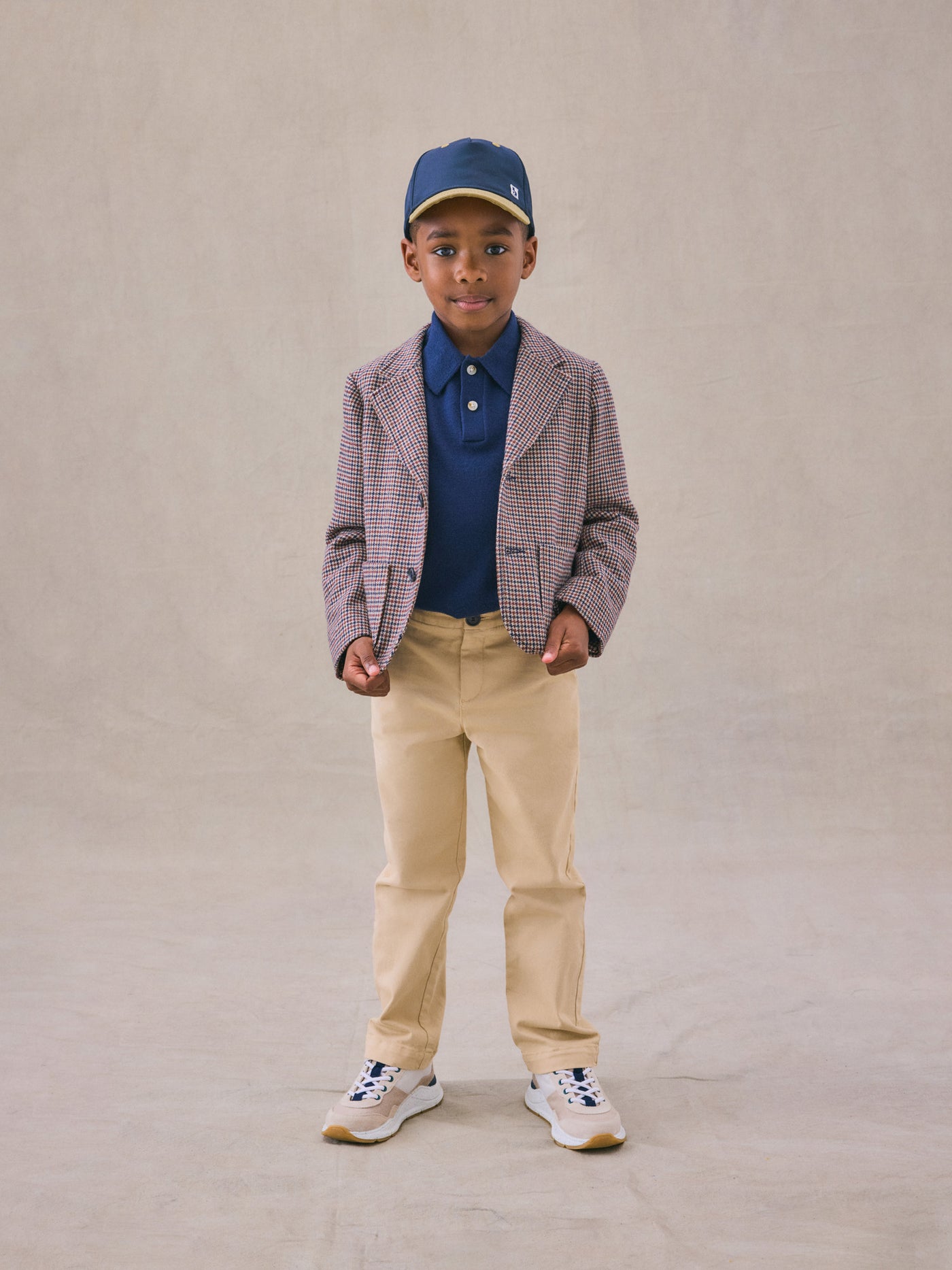 Winter 2024 boy's look blue polo shirt