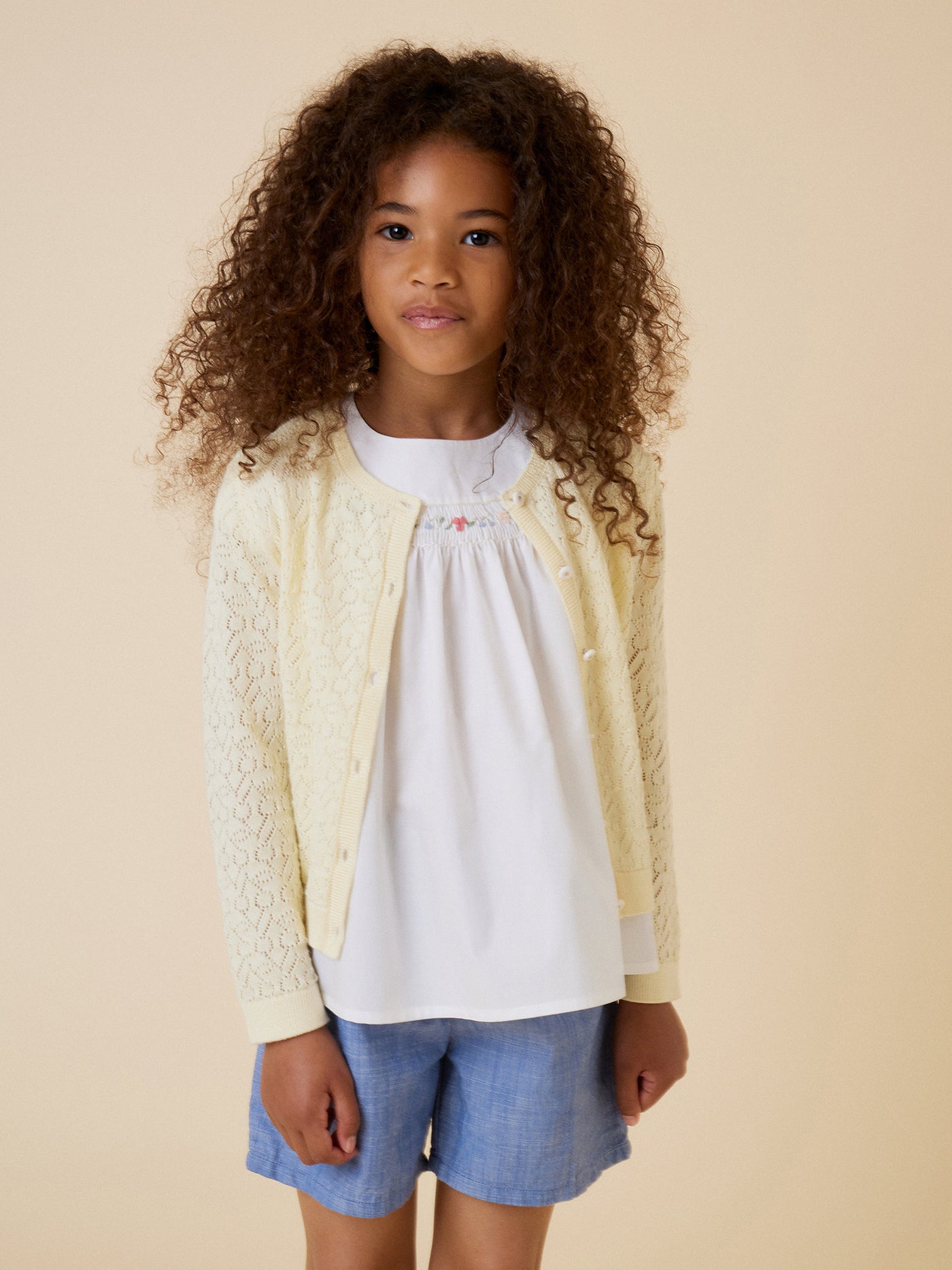 Summer 2024 girl's look chambray shorts