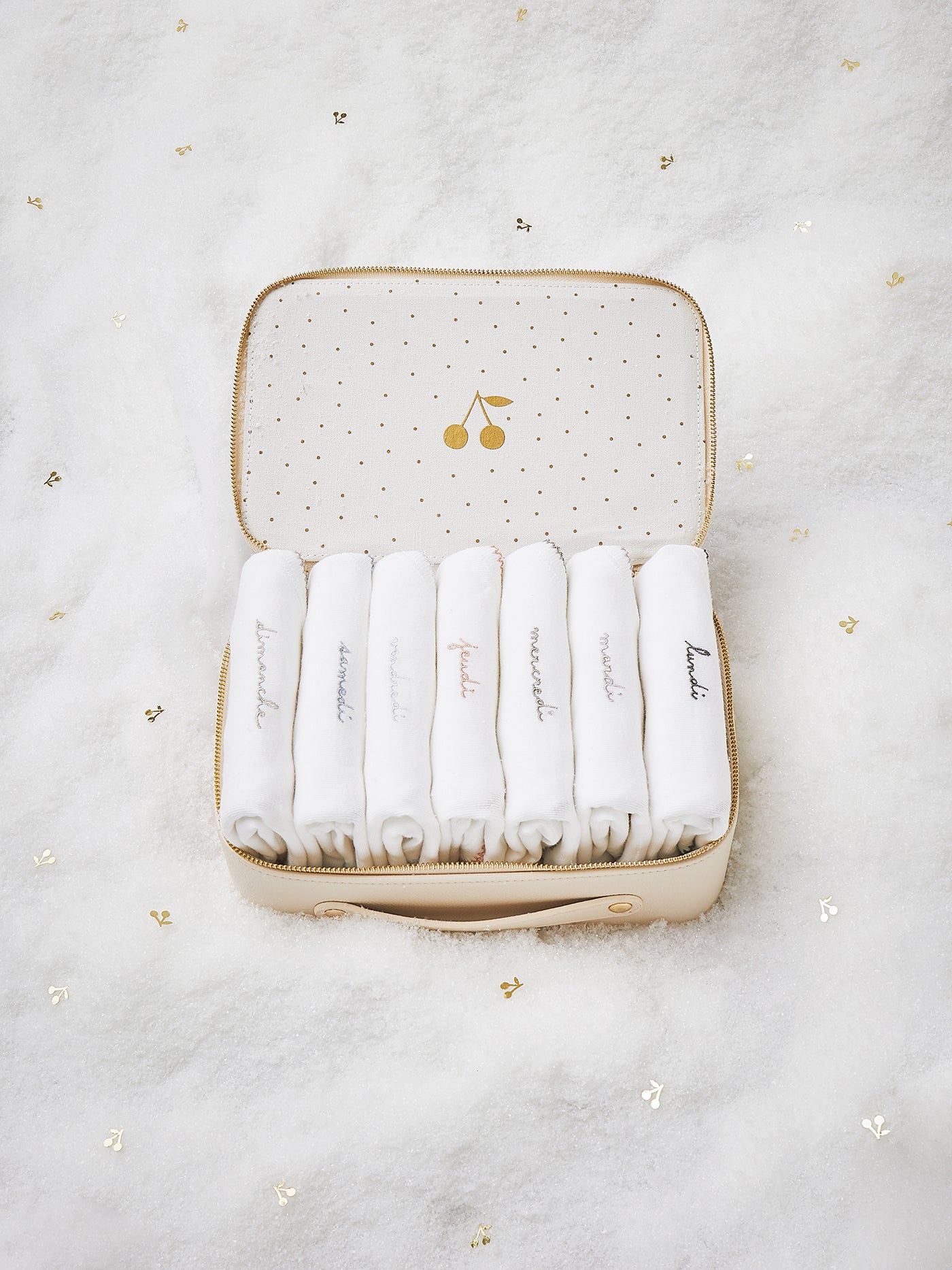 Baby Day-of-the-week onesies Chritmas suitcase