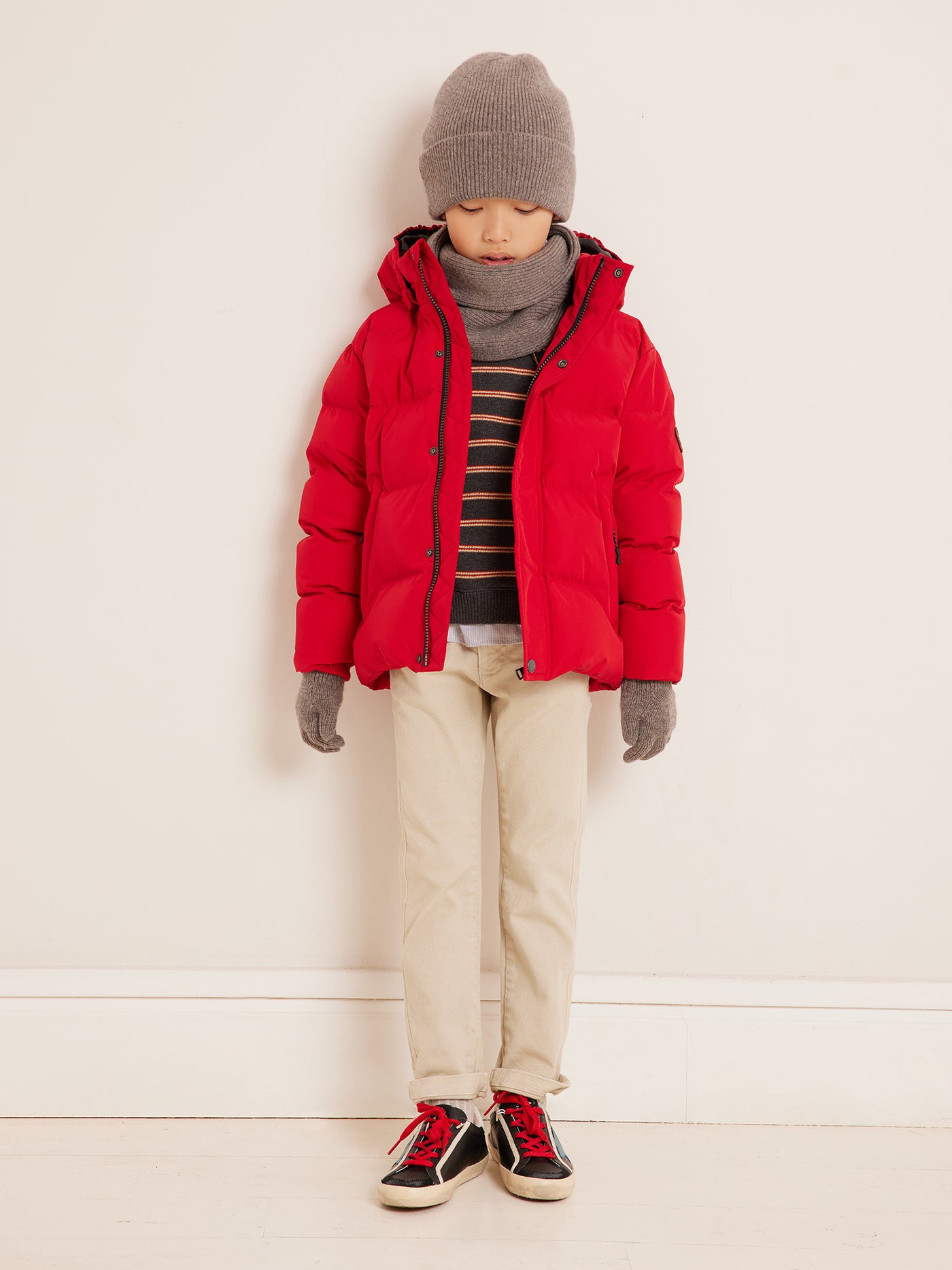 Winter 2023 boy's look striped sweater