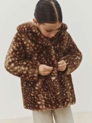 Doogie fawn-print coat in faux fur