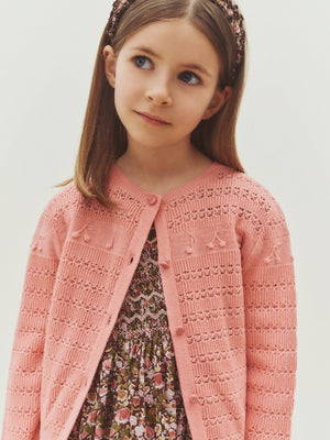 Mia cardigan with cherry and musical note pattern