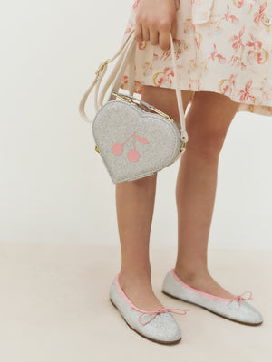 Mariha heart-shaped bag with silver sequins