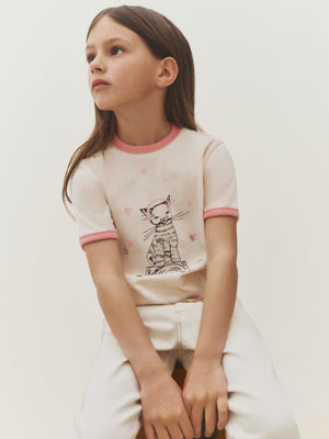Akiva DJ cat print t-shirt in organic cotton