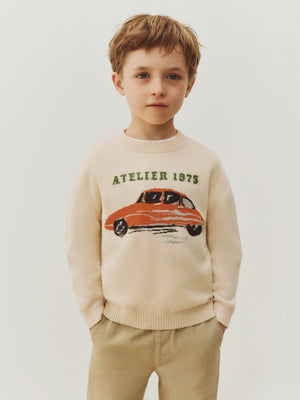 Martinez jumper with hand-embroidered car motif
