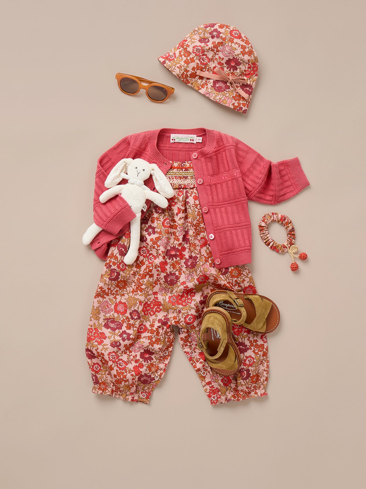 Giovina cardigan with cherry embroidery in organic cotton