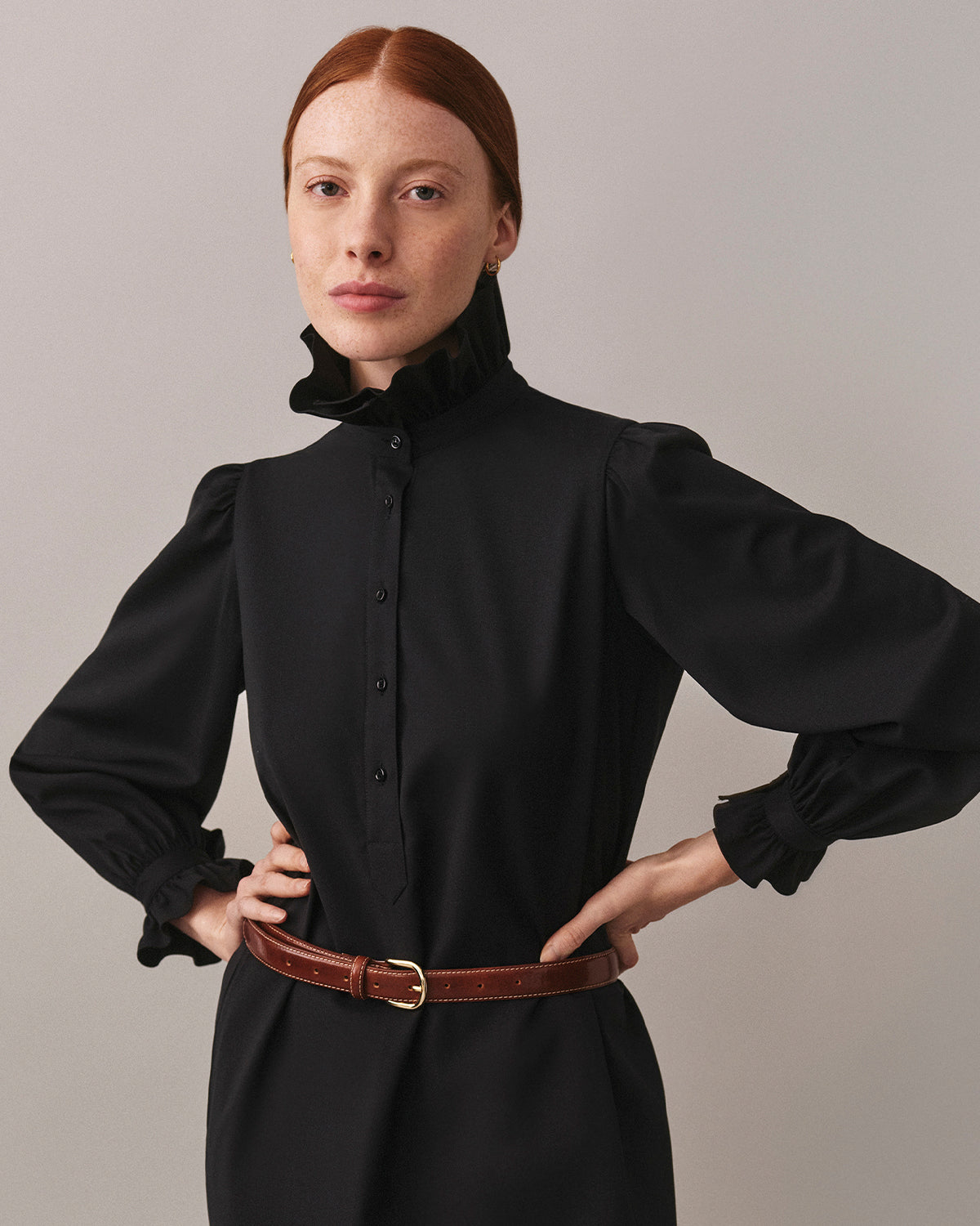 Joie dress with ruffled wool collar