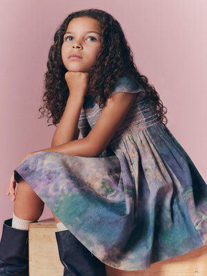 Bonpoint x MoMA Duchesse dress smocked and hand-embroidered in organic cotton
