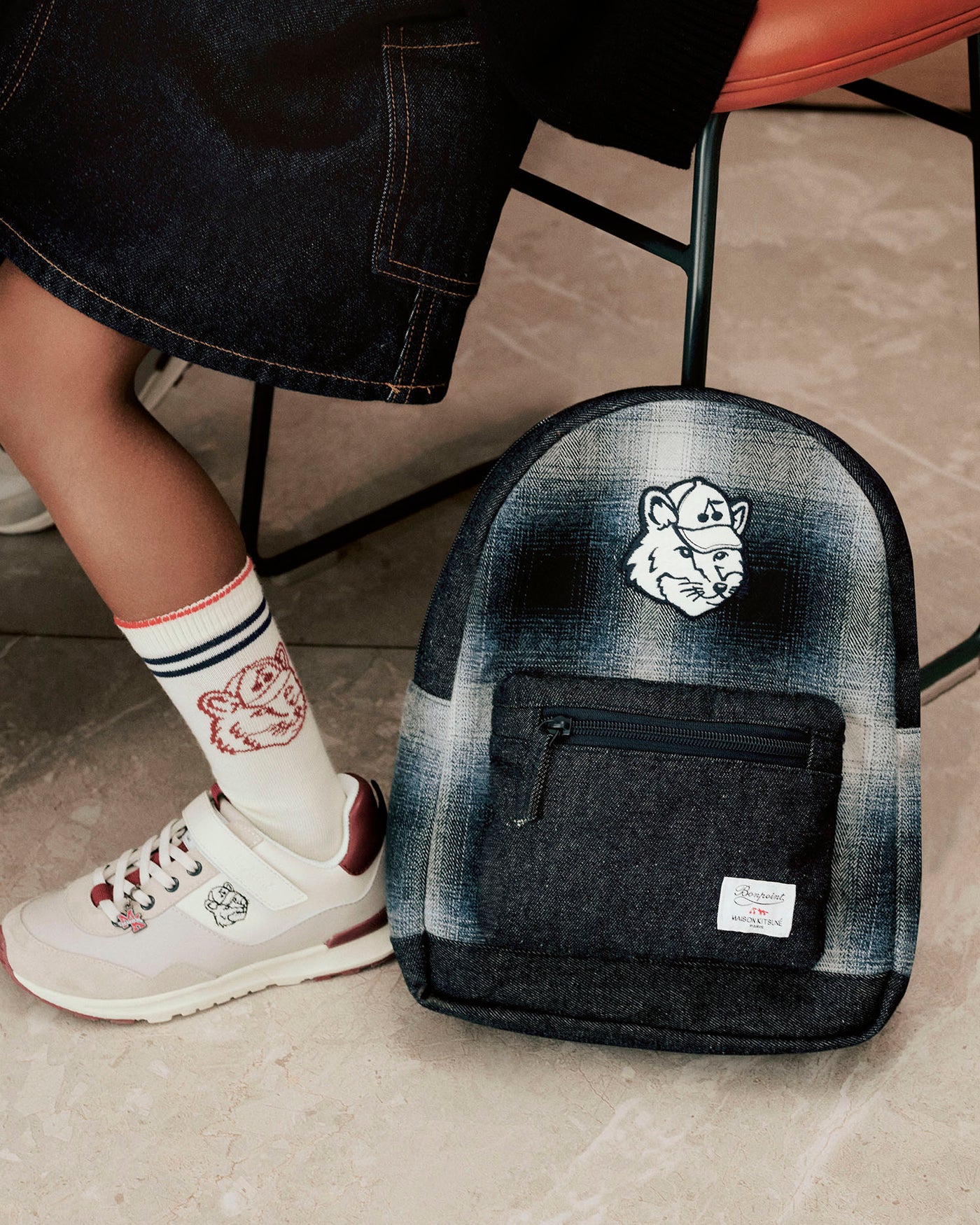 Bonpoint x Maison Kitsuné Gania bag in denim