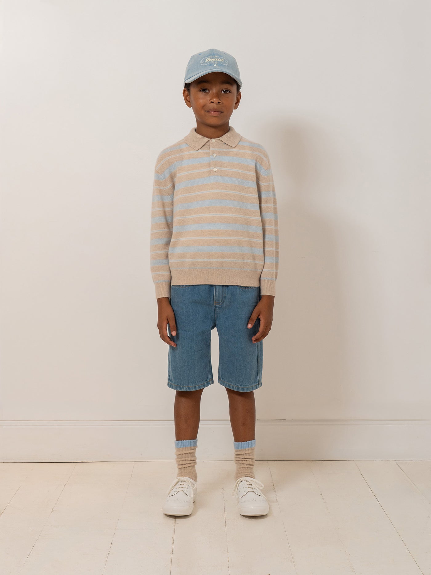 Bonpoint x Guest in Residence Louie unisex polo neck cashmere sweater in sand