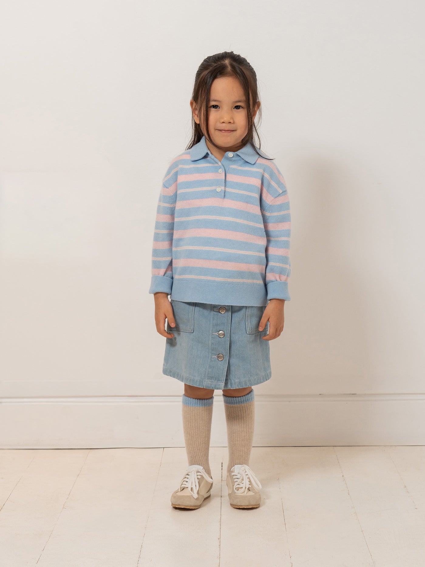 Bonpoint x Guest in Residence Louie unisex polo neck sweater cashmere in blue