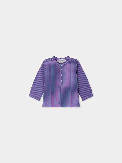 Polisson striped mandarin collar shirt in organic cotton