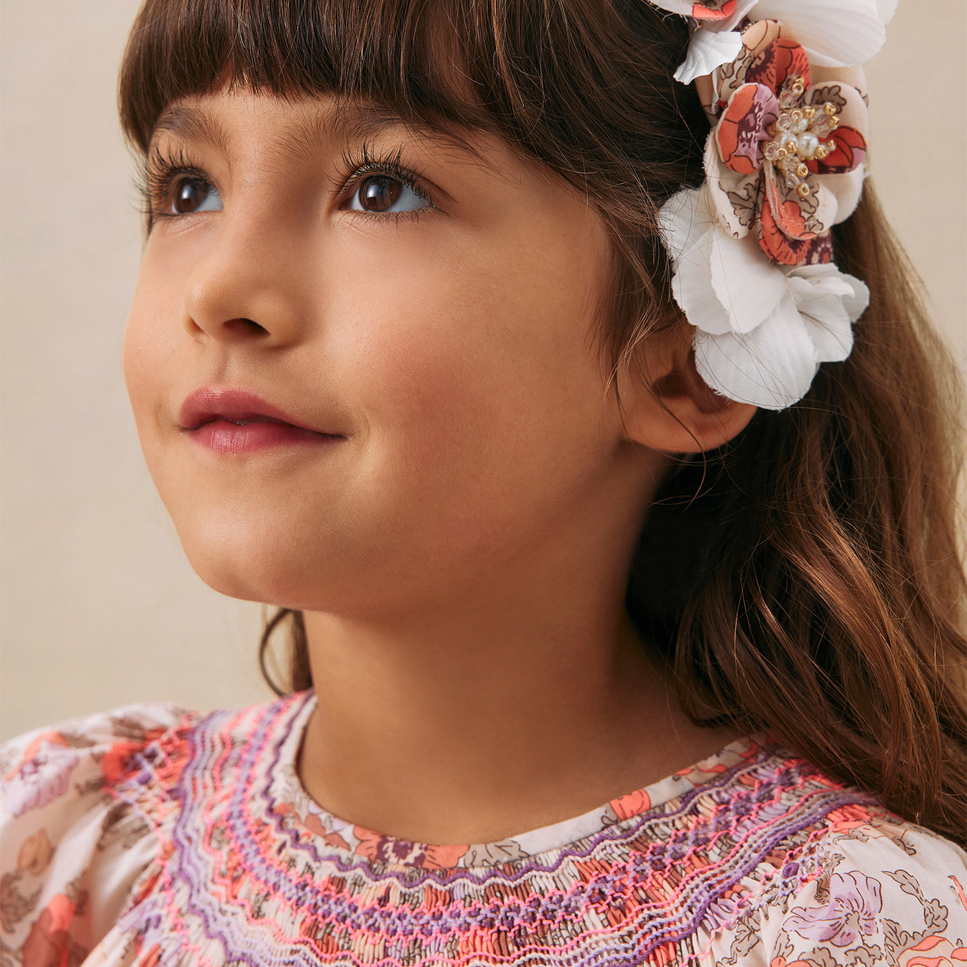 Elilou crown with flowers made with Liberty fabrics