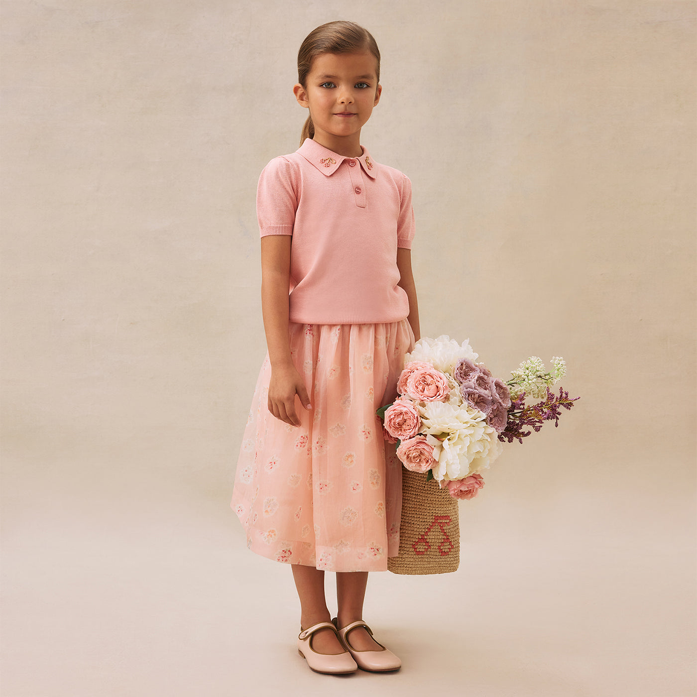 Elycia silk skirt with floral print