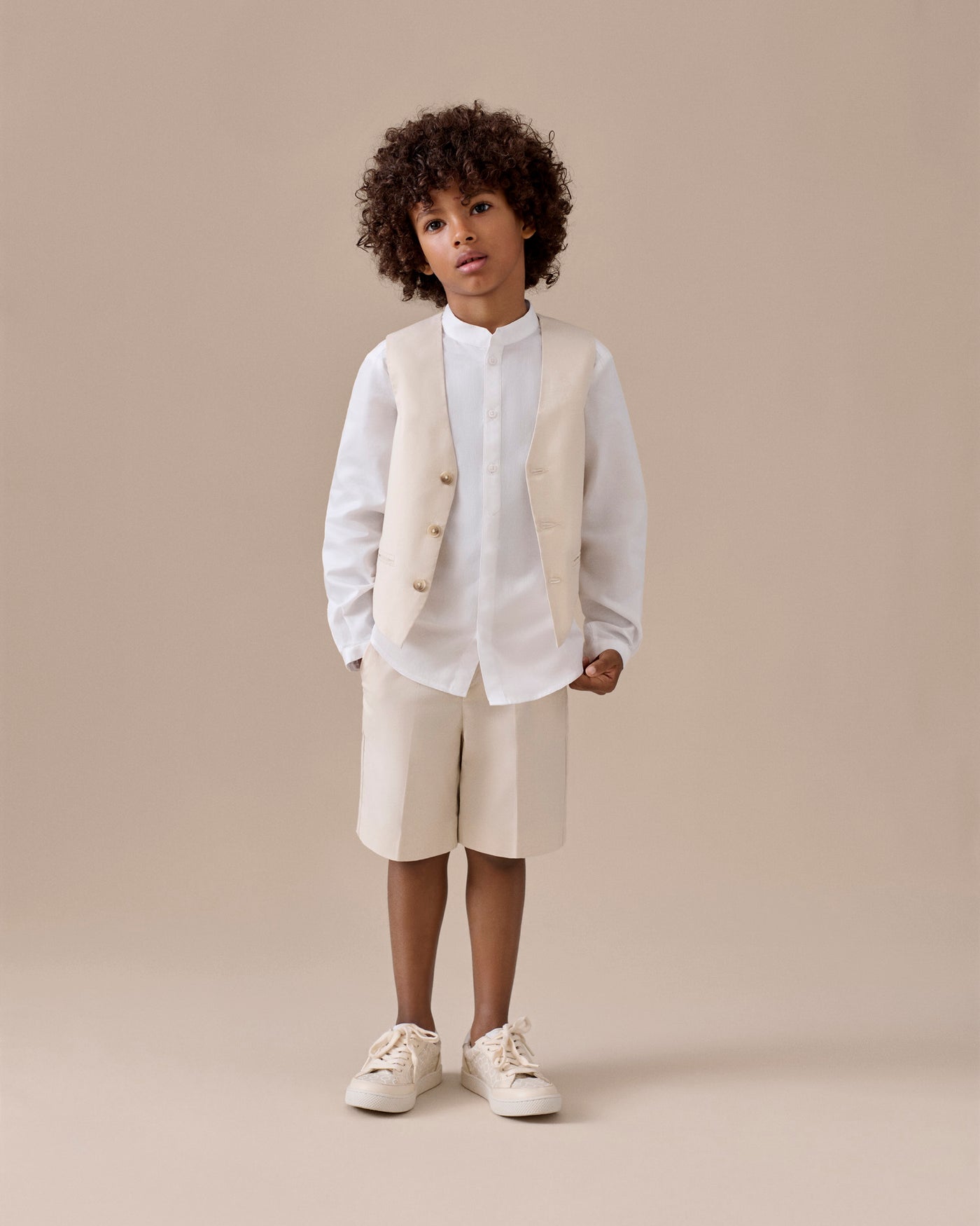 Boy Summer 2026 Ceremony Look - White shirt in woven cotton