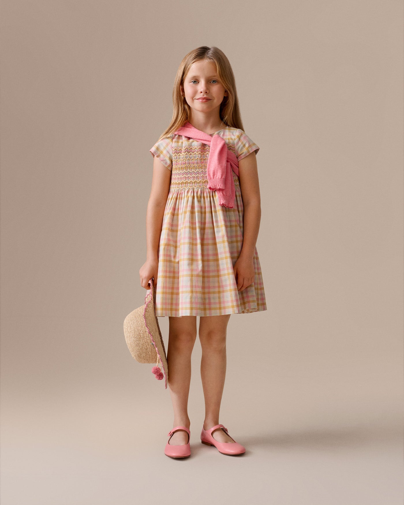 Girl's Look Summer 2026 - Checkered Duchess Smocked Dress