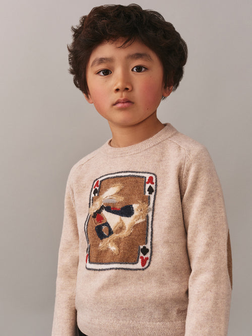 Emerson jacquard and rabbit hand-embroidered wool sweater