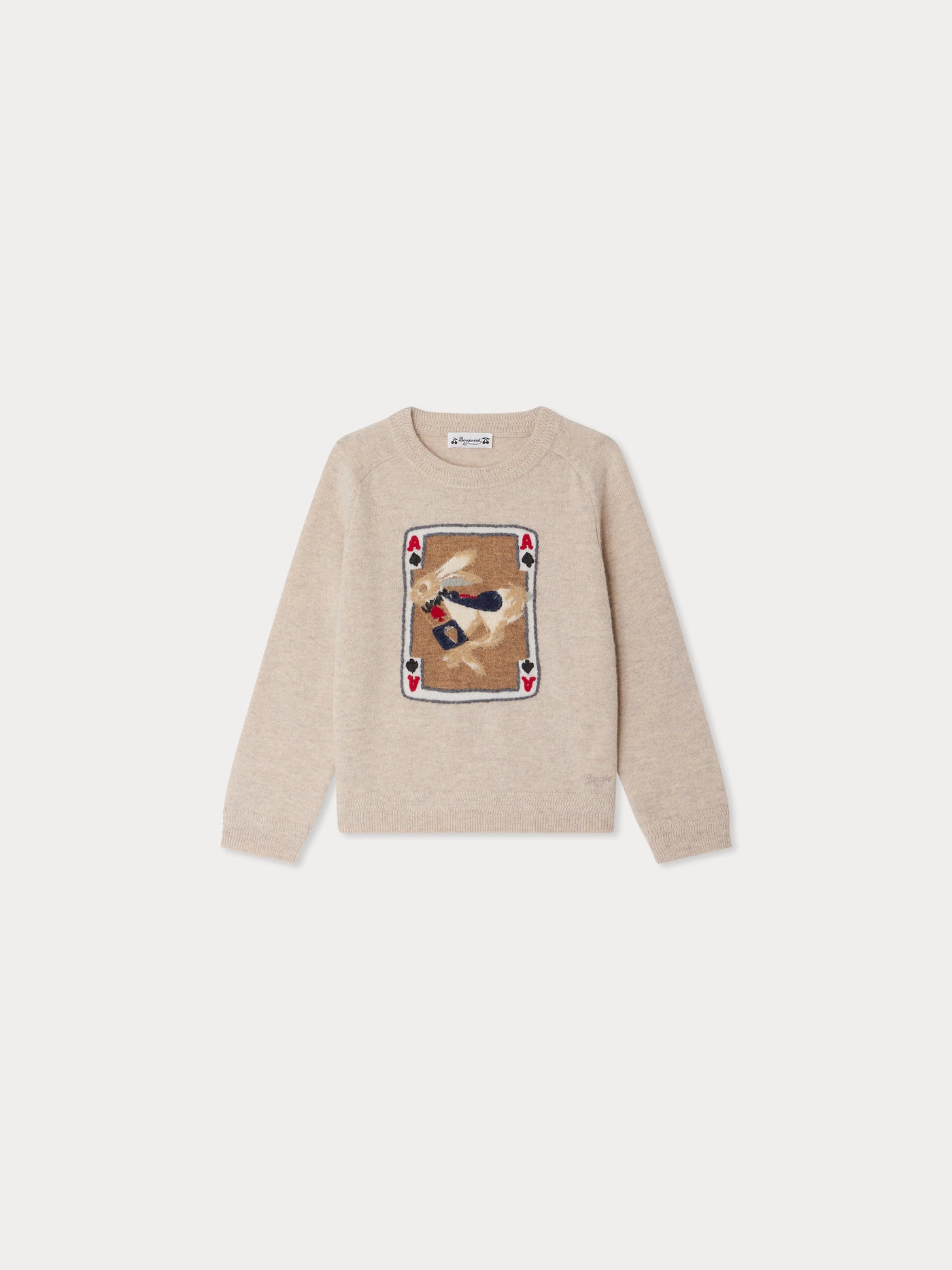 Emerson jacquard and rabbit hand-embroidered wool sweater