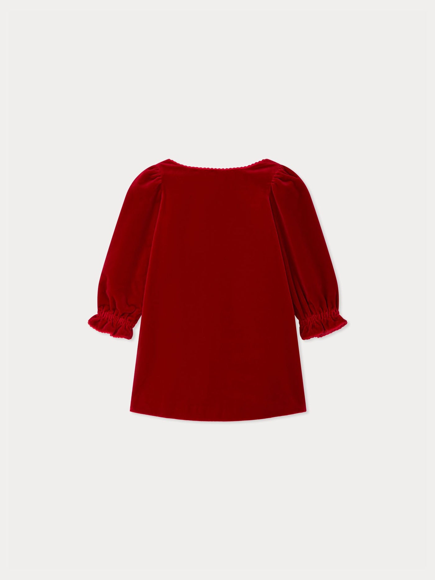 Jove dress with a tie at the back in organic cotton velvet