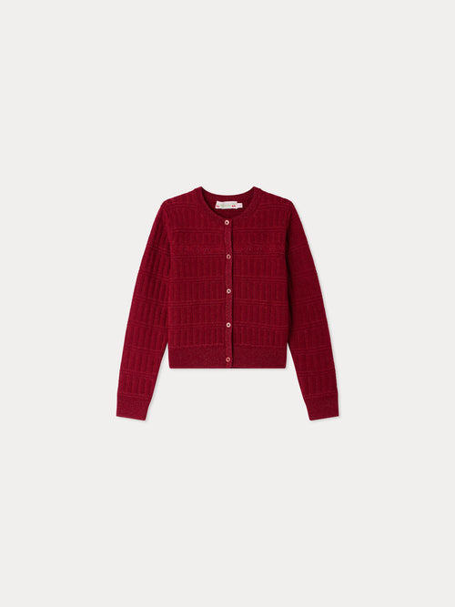 Giovanna round neck cherry embroidered cardigan