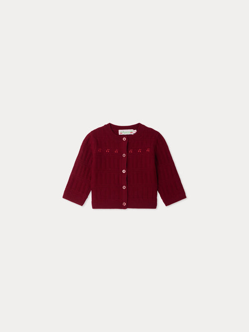 Giovina wool cardigan with cherry embroidery