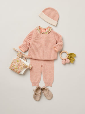 Ging pink fancy-stitch set in cashmere